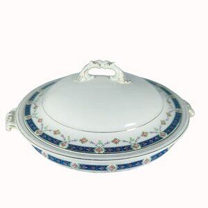 Vintage Johnson Bros England Lidded Ceramic Tureen Serving Bowl - Floral Design